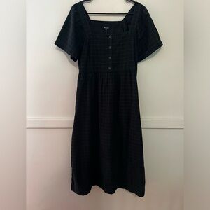 Madewell Black Checkered Midi Dress